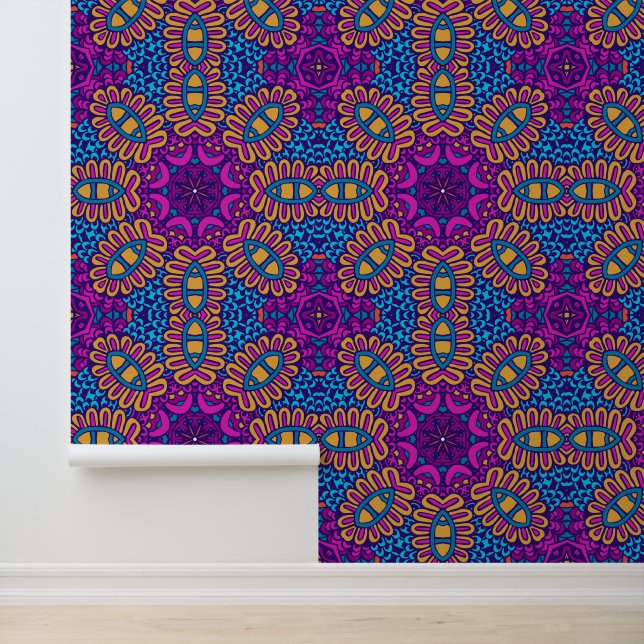 Boho Festive Mandala Purple and Pink Wallpaper (Application)