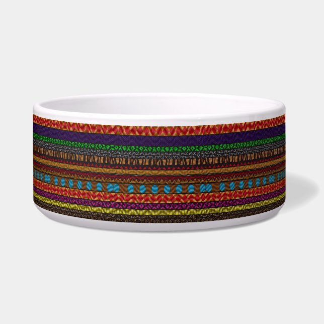 Boho Fiesta Stripe Dog Bowl (Front)