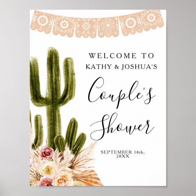 Boho Fiesta Taco 'bout Love Couple Shower Welcome Poster (Front)