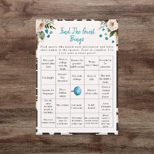 Boho Find the Guest Bridal Shower Bingo game Invitation