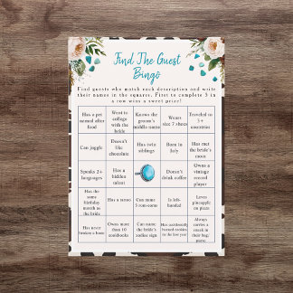 Boho Find the Guest Bridal Shower Bingo game  Invitation