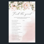 Boho Find the guest bridal shower game blush pink<br><div class="desc">Bohemian bridal shower game with blush pink blooming floral roses and gold glitter sparkles in boho style</div>