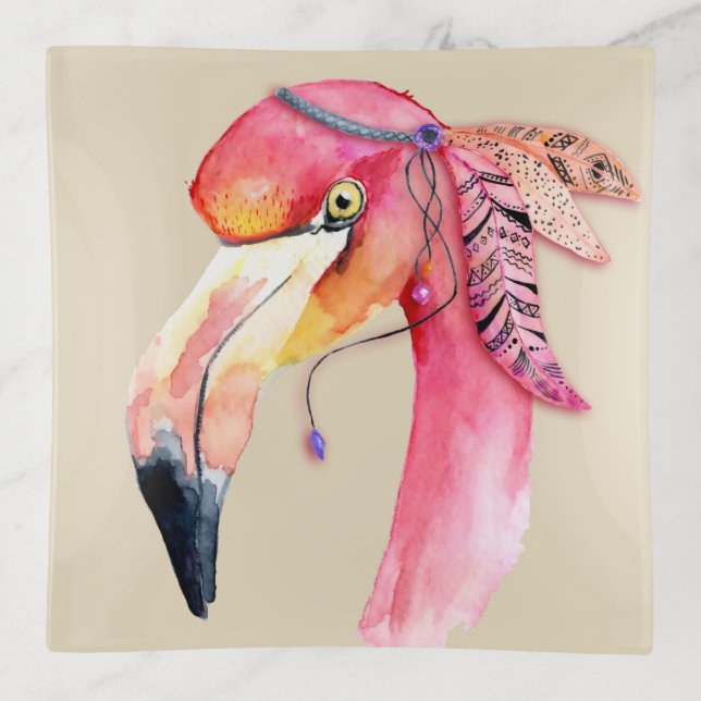 Boho Fiona Flamingo Trinket Tray (Front)