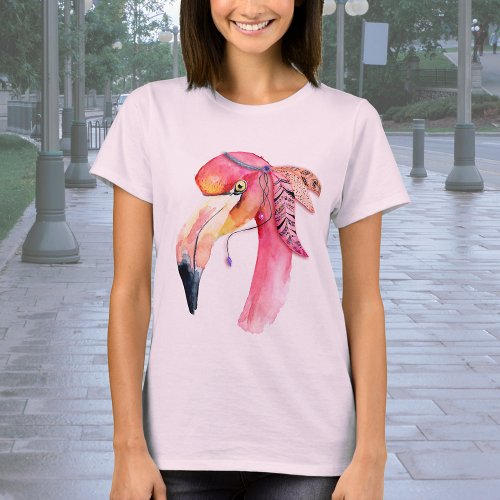 Boho Fiona Watercolor Flamingo Tee