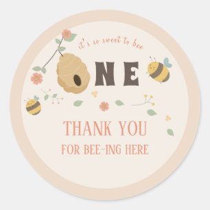 Boho First bee day 1st bee birthday Classic Round Sticker