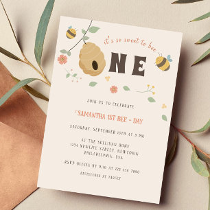 Boho First bee day 1st bee birthday Invitation