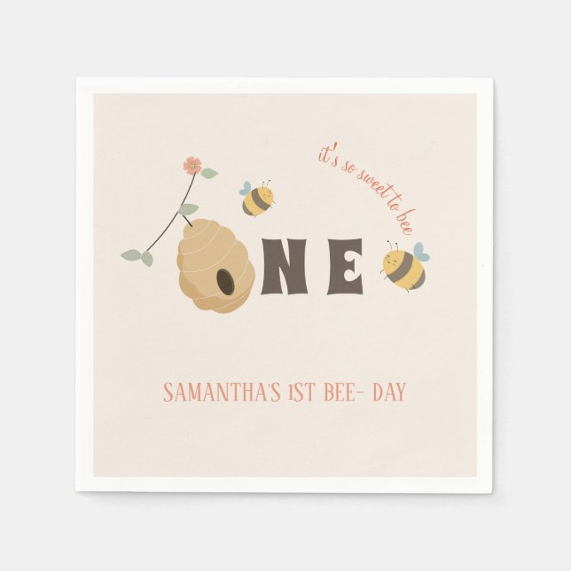 Boho First bee day 1st bee birthday Napkins (Front)