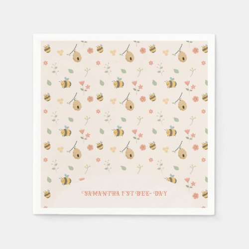 Boho First bee day 1st bee birthday Napkins