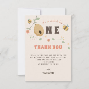 Boho First bee day 1st bee birthday Thank You Card