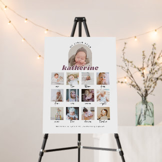 Boho First Birthday Baby Milestone Sign w/ Photos