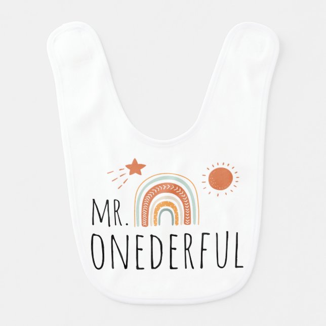 Boho First Birthday MR Onederful Baby Bib (Front)