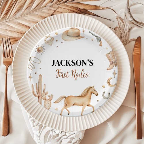 Boho First Rodeo Birthday Baby Shower Paper Plates