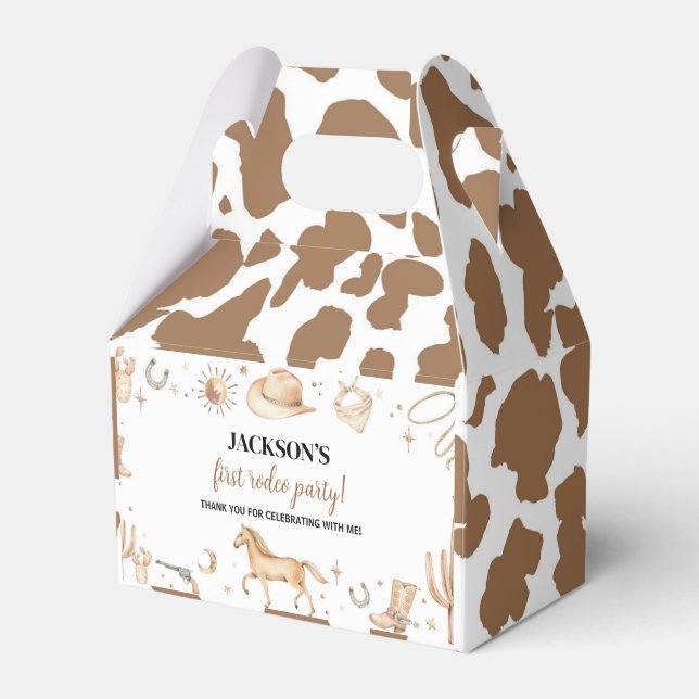Boho First Rodeo Birthday Favor Box (Front Side)