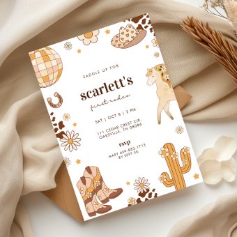 Boho First Rodeo Cowgirl Birthday Invitation | Zazzle