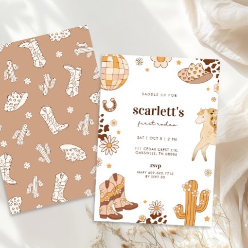 Boho First Rodeo Cowgirl Birthday Invitation | Zazzle