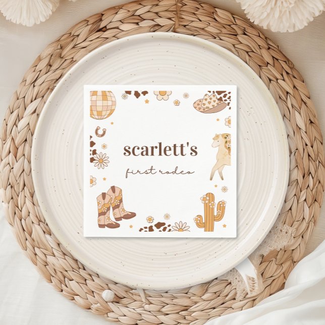 Boho First Rodeo Cowgirl Birthday Napkins (Creator Uploaded)