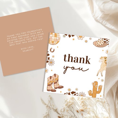 Boho First Rodeo Cowgirl Thank You Cards