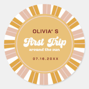 Boho First Trip Around the Sun 1st Birthday Classic Round Sticker