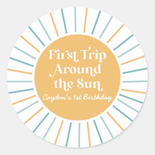 Boho First Trip Around the Sun 1st birthday Classic Round Sticker