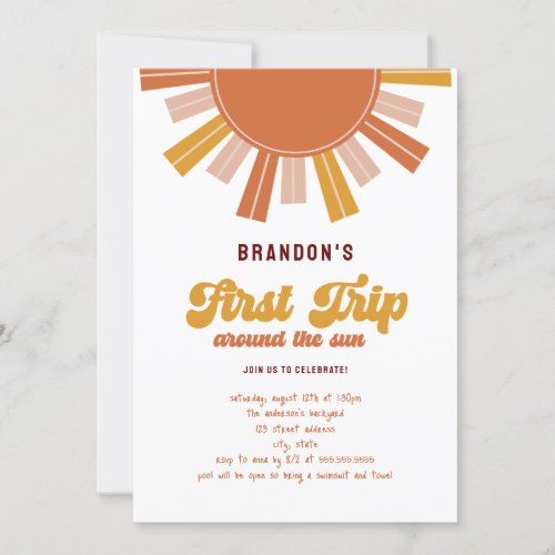 Boho First Trip Around the Sun 1st Birthday Invitation