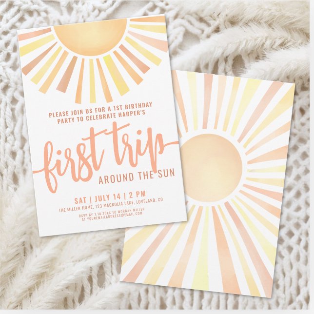 Boho First Trip Around The Sun 1st Birthday Invitation (Boho First Trip Around The Sun 1st Birthday Invitation )