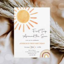 Boho First Trip Around The Sun 1st Birthday Invitation