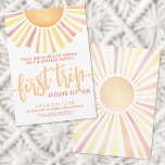 Boho First Trip Around The Sun 1st Birthday Invitation<br><div class="desc">Celebrate your little one's First Trip Around the Sun with this bright and cheerful 1st birthday party invitation. At the top, "First Trip" is highlighted in bold script calligraphy, setting the tone for a joyful celebration. A big sun with vibrant rays in classic shades of yellow, orange, and a touch...</div>