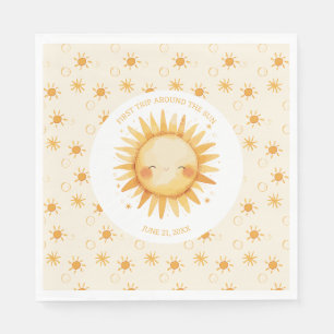 Boho First Trip Around The Sun 1st Birthday Napkins