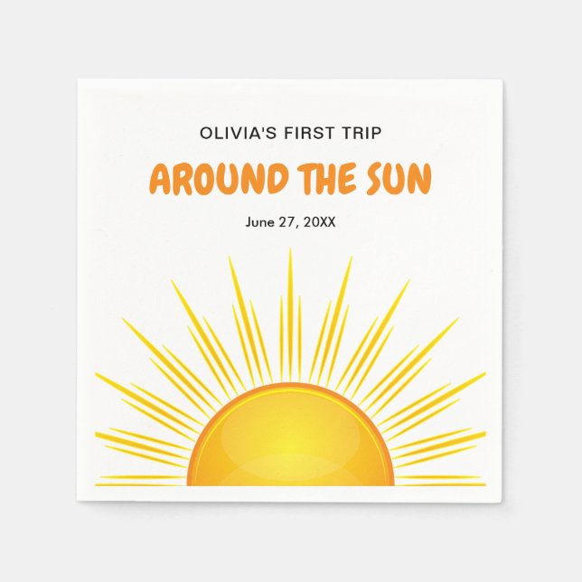 Boho First Trip Around the Sun 1st Birthday Napkins (Front)