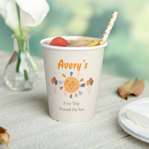 Boho First Trip Around the Sun 1st Birthday  Paper Cups