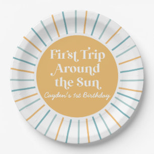 Boho First Trip Around the Sun 1st birthday Paper  Paper Plates