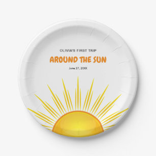 Boho First Trip Around the Sun 1st Birthday Paper Plates