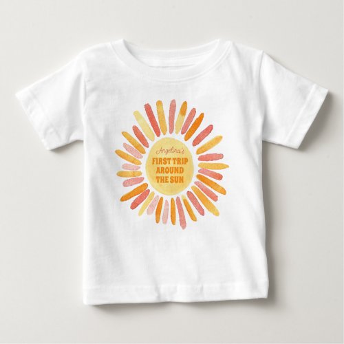 Boho First Trip Around the Sun 1st Birthday Party Baby T_Shirt