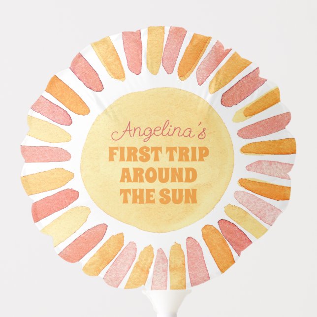 Boho First Trip Around the Sun 1st Birthday Party Balloon (Front)