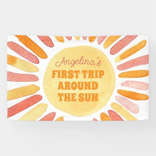 Boho First Trip Around the Sun 1st Birthday Party Banner