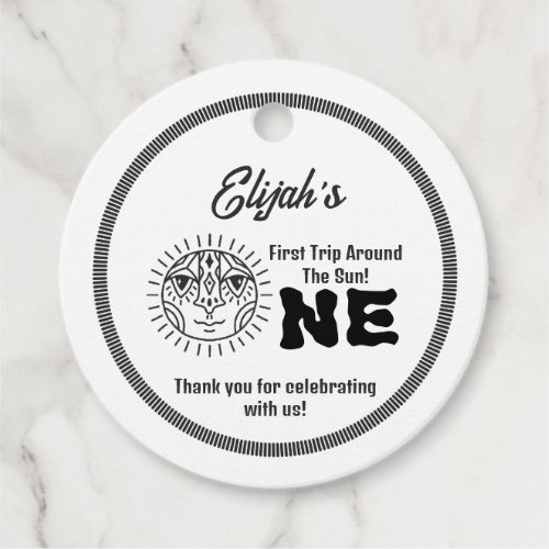 Boho First Trip Around the Sun 1st Birthday Party Favor Tags