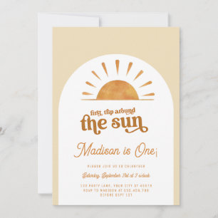 Boho First Trip Around The Sun 1st Birthday Party Invitation