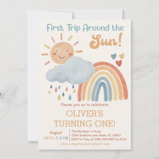 Boho First Trip Around The Sun 1st Birthday Party Invitation Zazzle