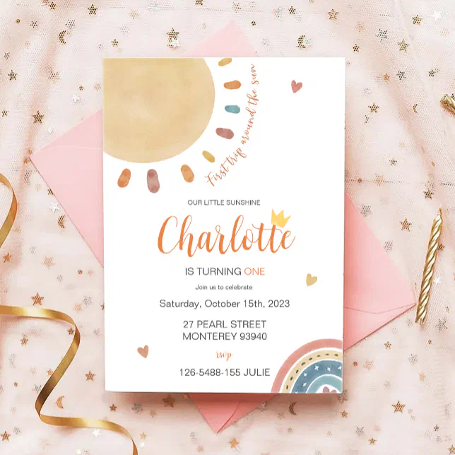 Boho First Trip Around The Sun 1st Birthday Party Invitation Zazzle