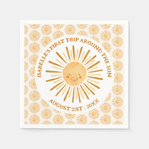 Boho First Trip Around The Sun 1st Birthday Party  Napkins