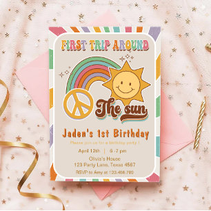 Boho first trip around the sun birthday Invitation