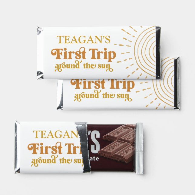 Boho First Trip Around The Sun First Birthday Hershey Bar Favors (Front)