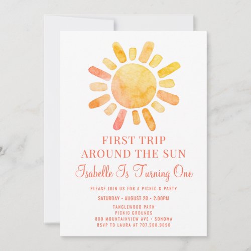 Boho First Trip Around The Sun First Birthday Invitation