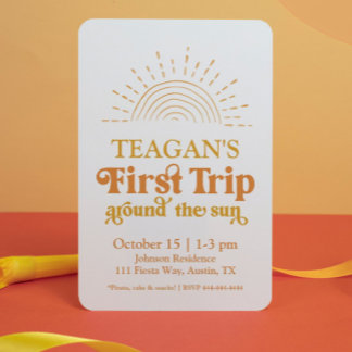 Boho First Trip Around The Sun First Birthday Invitation