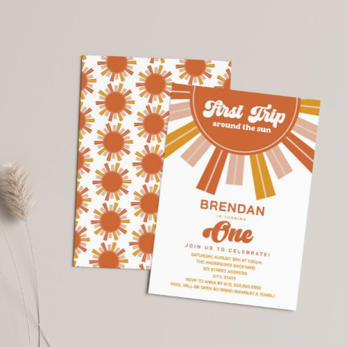 Boho First Trip Around the Sun First Birthday Invitation