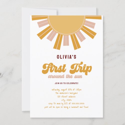 Boho First Trip Around the Sun First Birthday Invitation