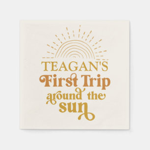 Boho First Trip Around The Sun First Birthday Napkins