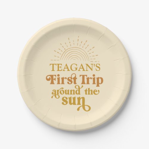 Boho First Trip Around The Sun First Birthday Paper Plates