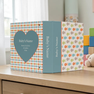 Boho Fish Baby Photo Album 3 Ring Binder