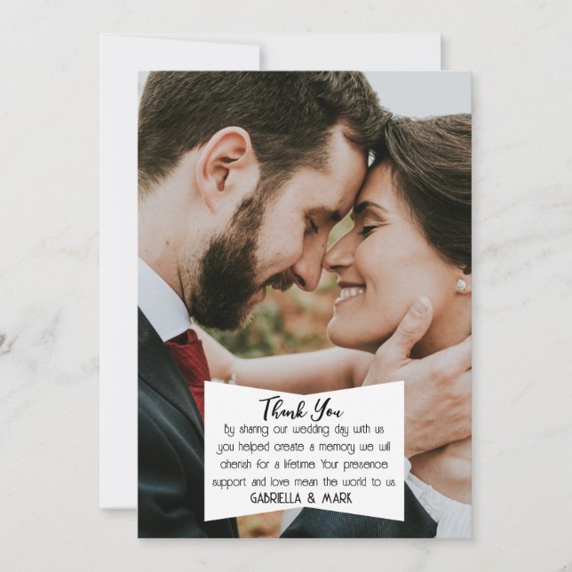 BOHO Flair! Photo Wedding Flat Thank you Card (Front)